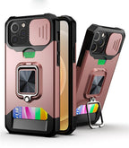 Heavy Duty Kickstand Stand Ring Shockproof Protective Cases Cover Camera Protection Magnetic Holder Case For iPhone 14 13 12 Pro Max Shockproof Card Slot Stand Cover Stevvex
