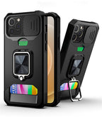 Heavy Duty Kickstand Stand Ring Shockproof Protective Cases Cover Camera Protection Magnetic Holder Case For iPhone 14 13 12 Pro Max Shockproof Card Slot Stand Cover Stevvex