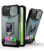 Heavy Duty Kickstand Stand Ring Shockproof Protective Cases Cover Camera Protection Magnetic Holder Case For iPhone 14 13 12 Pro Max Shockproof Card Slot Stand Cover Stevvex
