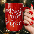 Mama's Little Helper Santa Is Judging You Ceramic Coffee Mug Red Green Holiday Funny Gift