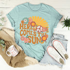 Here Comes The Sun Floral Retro Tee Peachy Sunday
