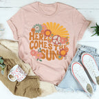 Here Comes The Sun Floral Retro Tee Peachy Sunday