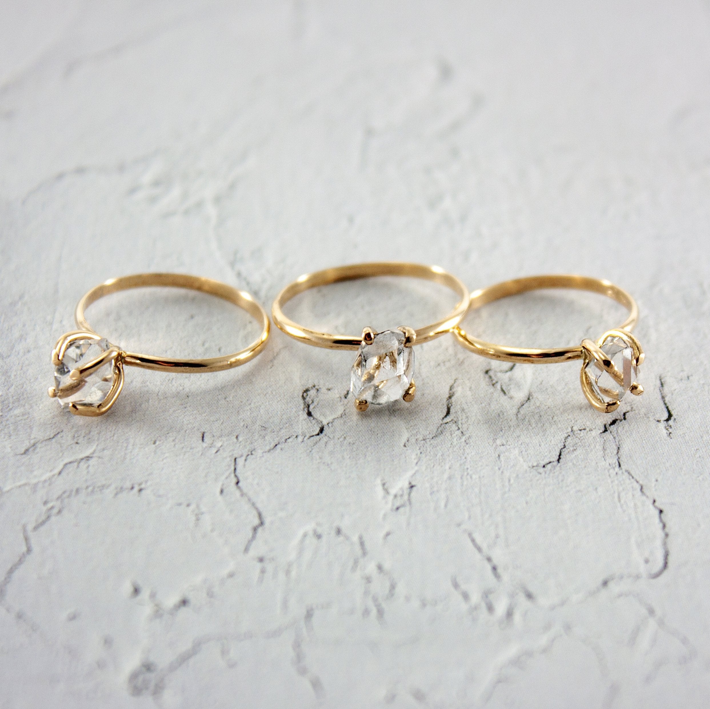 Herkimer Diamond 14K Gold Filled Solitaire Ring Minimalist