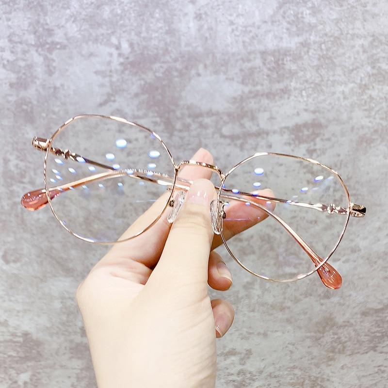 Hexagonal Eyeglasses Frame Anti Blue Ray Glasses Black Stylish Attraction Anti Blue Light Blocking Glasses For Men & Women Computer Radiation Protection Goggle Clear Lens Eyeglasses Plain Mirror For  Unisex Eyewear Stevvex