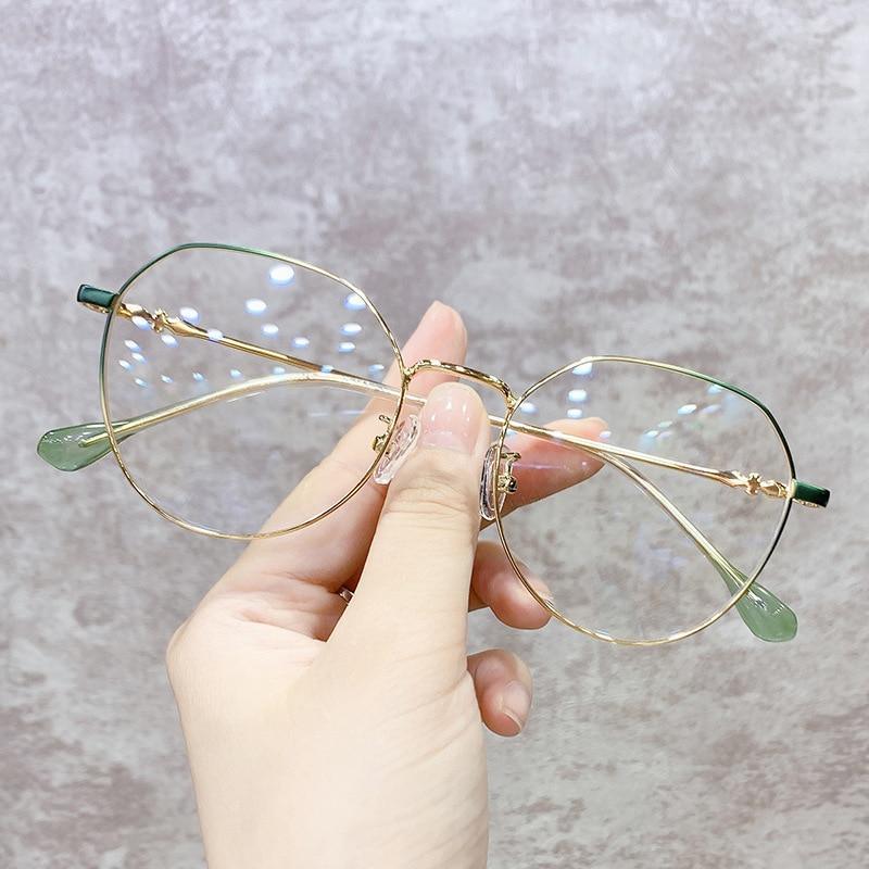Hexagonal Eyeglasses Frame Anti Blue Ray Glasses Black Stylish Attraction Anti Blue Light Blocking Glasses For Men & Women Computer Radiation Protection Goggle Clear Lens Eyeglasses Plain Mirror For  Unisex Eyewear Stevvex