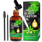 Jamaican Black Castor Oil 4Fl Oz Organic Cold Pressed Unrefined Castor Oils for Hair Growth & Skin Care Nourish Eyelashes and Eyebrows - Glass Bottle Lootquake LLC