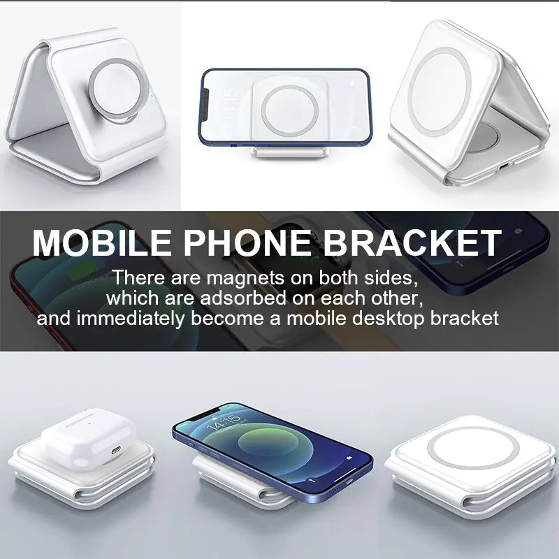 Foldable 3 in 1 Wireless Charger for iPhone and Apple Watch Pi-Mart