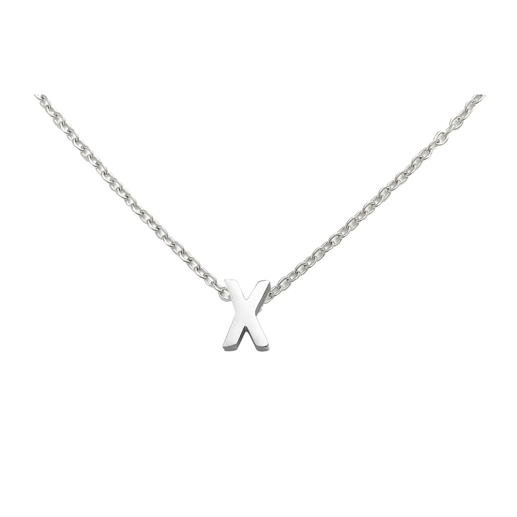 Wironoat Necklaces For Women Initial Necklaces Letter Necklace Silver Plated A-Z Pendant Titanium Necklace For Women Silver X