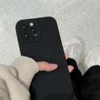 High-end Black Shockproof Silicone Phone Case For iPhone 13 12 Pro 11 Pro Max For Men Protect Lens Cover Compatible with iPhone Silicone Rubber Case Comfortable Grip Stevvex