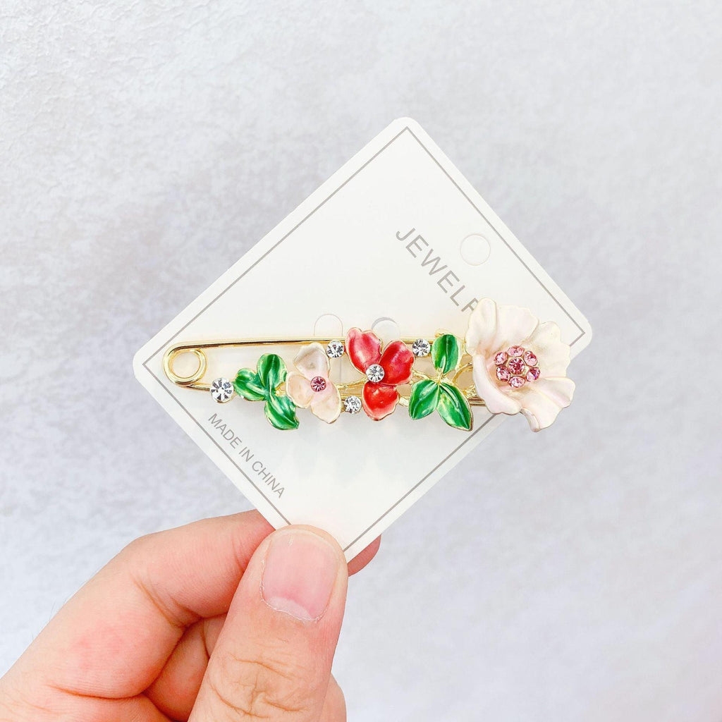 High-end Safety Pins For Women Flower Pin Crystal Rhinestones Safety Pins Woman Jewelry Accessories Hijab Scarf Clip Buckles Stevvex