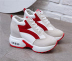 High Heel Womens Sneakers Shoes Red Black Air Cushion Casual Shoes Women Sneakers Modern Shoes Classic Athletic Sports Walking Shoes With Lace Up Platform Leather Trainers Stevvex