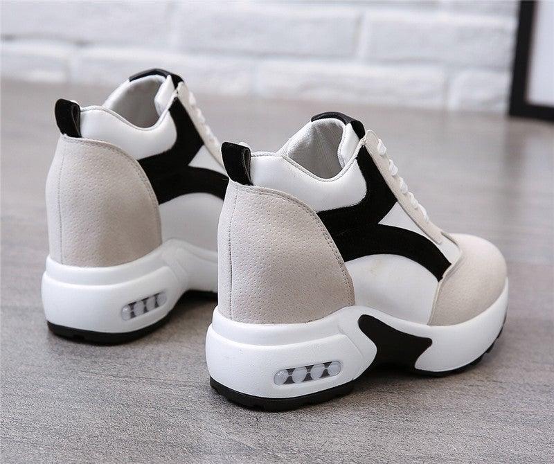 High Heel Womens Sneakers Shoes Red Black Air Cushion Casual Shoes Women Sneakers Modern Shoes Classic Athletic Sports Walking Shoes With Lace Up Platform Leather Trainers Stevvex