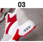 High Heel Womens Sneakers Shoes Red Black Air Cushion Casual Shoes Women Sneakers Modern Shoes Classic Athletic Sports Walking Shoes With Lace Up Platform Leather Trainers Stevvex