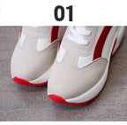High Heel Womens Sneakers Shoes Red Black Air Cushion Casual Shoes Women Sneakers Modern Shoes Classic Athletic Sports Walking Shoes With Lace Up Platform Leather Trainers Stevvex