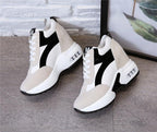 High Heel Womens Sneakers Shoes Red Black Air Cushion Casual Shoes Women Sneakers Modern Shoes Classic Athletic Sports Walking Shoes With Lace Up Platform Leather Trainers Stevvex