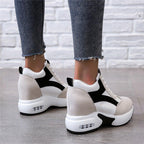 High Heel Womens Sneakers Shoes Red Black Air Cushion Casual Shoes Women Sneakers Modern Shoes Classic Athletic Sports Walking Shoes With Lace Up Platform Leather Trainers Stevvex