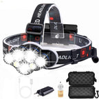 High Lumen Ultra Bright Powerful Rechargeable LED Headlamp  USB Head Lamp 7 LED Headlight Head Flashlight Waterproof Flashlight Head Torch For Outdoor Camping Cycling Running Fishing Stevvex