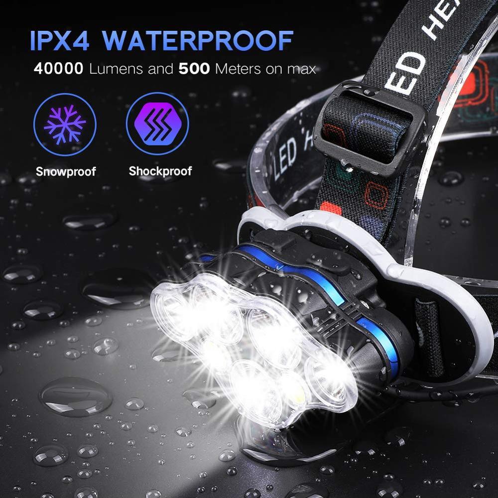 High Lumen Ultra Bright Powerful Rechargeable LED Headlamp  USB Head Lamp 7 LED Headlight Head Flashlight Waterproof Flashlight Head Torch For Outdoor Camping Cycling Running Fishing Stevvex