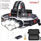 High Lumen Ultra Bright Powerful Rechargeable LED Headlamp  USB Head Lamp 7 LED Headlight Head Flashlight Waterproof Flashlight Head Torch For Outdoor Camping Cycling Running Fishing Stevvex