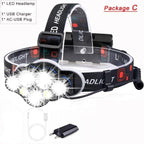 High Lumen Ultra Bright Powerful Rechargeable LED Headlamp  USB Head Lamp 7 LED Headlight Head Flashlight Waterproof Flashlight Head Torch For Outdoor Camping Cycling Running Fishing Stevvex