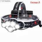 High Lumen Ultra Bright Powerful Rechargeable LED Headlamp  USB Head Lamp 7 LED Headlight Head Flashlight Waterproof Flashlight Head Torch For Outdoor Camping Cycling Running Fishing Stevvex