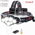High Lumen Ultra Bright Powerful Rechargeable LED Headlamp  USB Head Lamp 7 LED Headlight Head Flashlight Waterproof Flashlight Head Torch For Outdoor Camping Cycling Running Fishing Stevvex