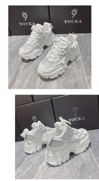 High Quality Chunky Sneakers Womens Platform Fashion Breathable Height Increased Thick Bottom Trainers High White Fashion Thick Soled Sports Walking Sneakers Stevvex