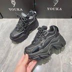 High Quality Chunky Sneakers Womens Platform Fashion Breathable Height Increased Thick Bottom Trainers High White Fashion Thick Soled Sports Walking Sneakers Stevvex