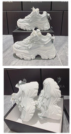 High Quality Chunky Sneakers Womens Platform Fashion Breathable Height Increased Thick Bottom Trainers High White Fashion Thick Soled Sports Walking Sneakers Stevvex