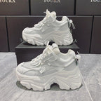 High Quality Chunky Sneakers Womens Platform Fashion Breathable Height Increased Thick Bottom Trainers High White Fashion Thick Soled Sports Walking Sneakers Stevvex
