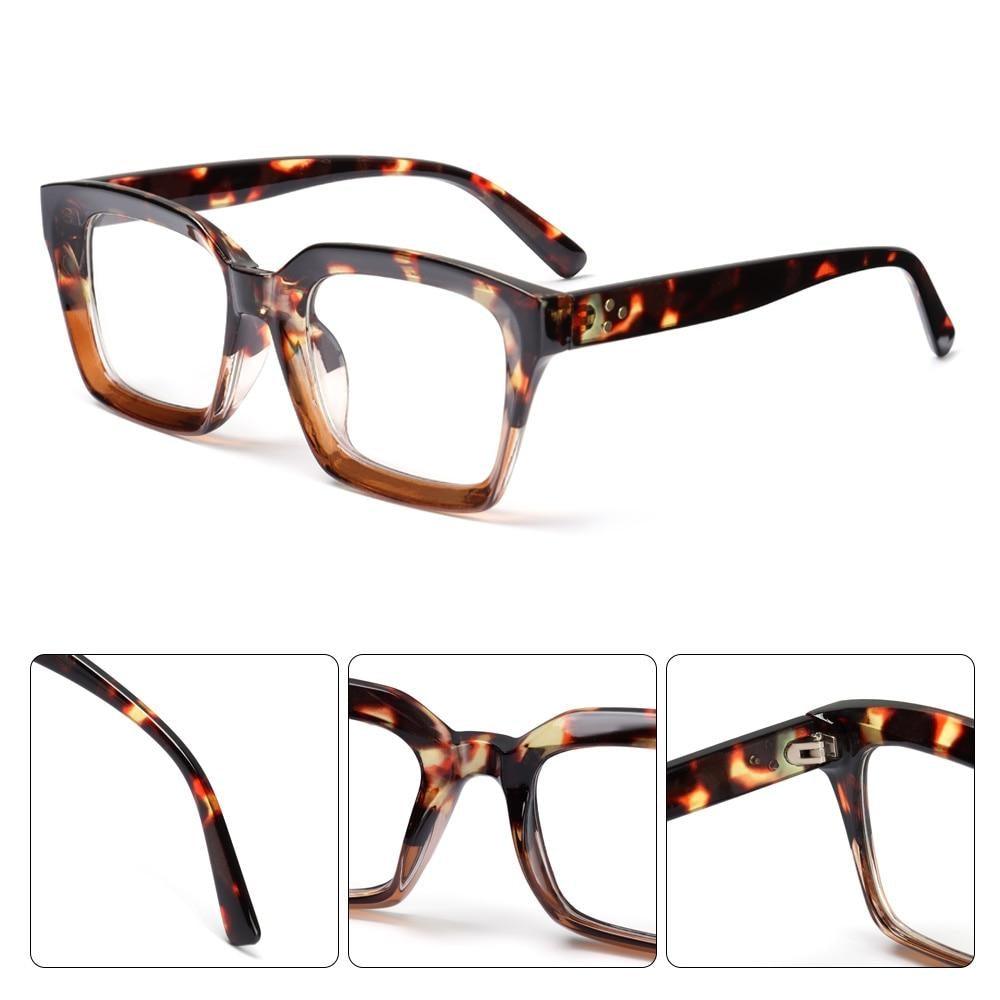 High Quality Fashion Square Frame Reading Glasses Men Women Fashion Oversized Frame High-definition Presbyopia Eyeglasses For Men And Women Diopter 0~+ 3.00 Stevvex