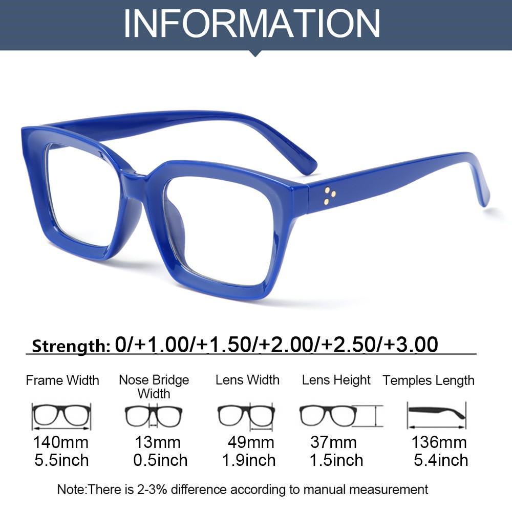 High Quality Fashion Square Frame Reading Glasses Men Women Fashion Oversized Frame High-definition Presbyopia Eyeglasses For Men And Women Diopter 0~+ 3.00 Stevvex