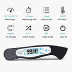 High Quality Foldable Food Thermometer Probe Digital BBQ Meat Kitchen Thermometer  Instant Read Meat Thermometer With 4.6” Folding Probe Backlight & Calibration Function For Cooking Food Candy BBQ Grill Liquids Beef Liquid Water Oil Temperature Gauge Stevvex