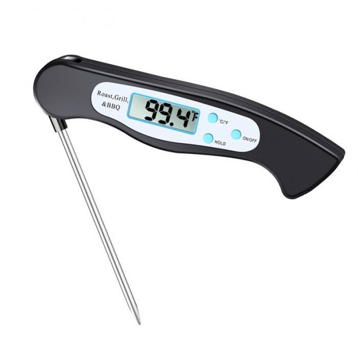 High Quality Foldable Food Thermometer Probe Digital BBQ Meat Kitchen Thermometer  Instant Read Meat Thermometer With 4.6” Folding Probe Backlight & Calibration Function For Cooking Food Candy BBQ Grill Liquids Beef Liquid Water Oil Temperature Gauge Stevvex