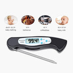 High Quality Foldable Food Thermometer Probe Digital BBQ Meat Kitchen Thermometer  Instant Read Meat Thermometer With 4.6” Folding Probe Backlight & Calibration Function For Cooking Food Candy BBQ Grill Liquids Beef Liquid Water Oil Temperature Gauge Stevvex