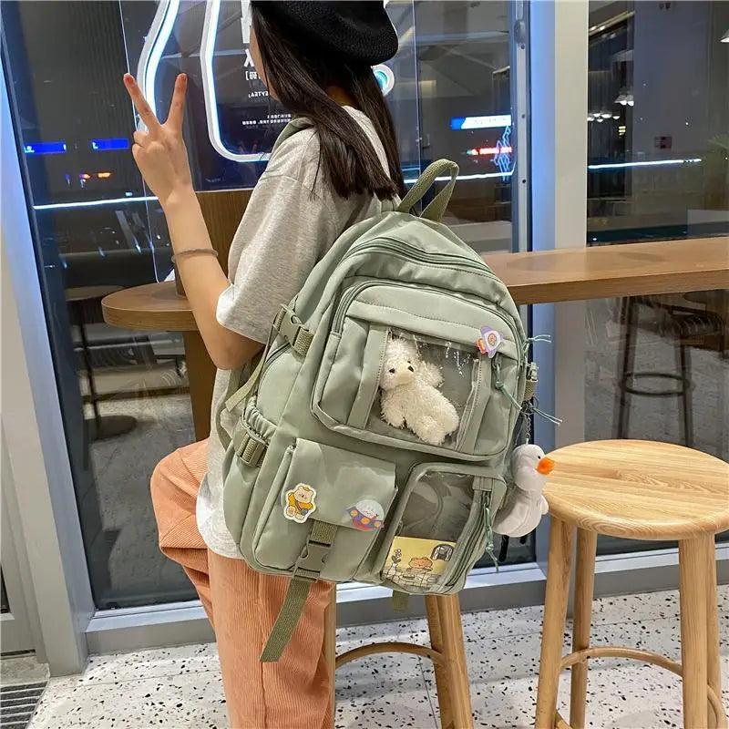 High Quality Nylon Large Capacity Waterproof Backpack For Female And Girls - Trendy College/Schoolbag Stevvex