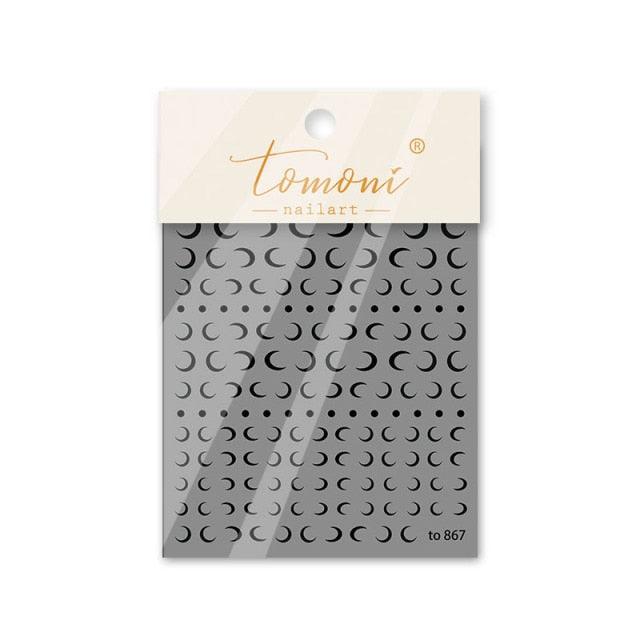 High Quality Ultra-Thin Adhesive Black And White Crescent Moon Nail Art Stickers DIY Manicure Water Transfer Nail Decals Sticker For Pretty Girl Self-Adhesive Nail Decals Designer Nail Stickers for Acrylic Decal Decoration Stevvex