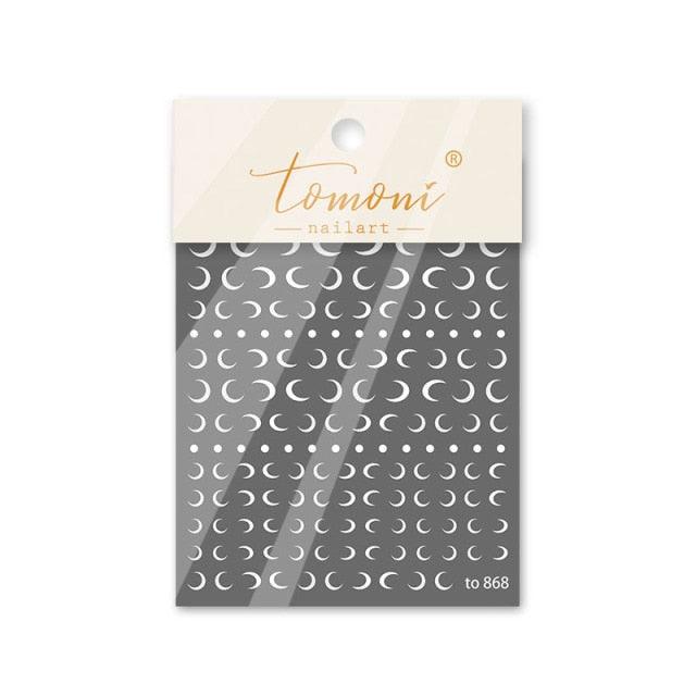 High Quality Ultra-Thin Adhesive Black And White Crescent Moon Nail Art Stickers DIY Manicure Water Transfer Nail Decals Sticker For Pretty Girl Self-Adhesive Nail Decals Designer Nail Stickers for Acrylic Decal Decoration Stevvex