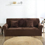 High Quality Velvet Plush Sofa Cover for Living Room Sectional Couch Cover Elastic Case Sofa Slipcover Stretch 1/2/3/4 Seater Velvet Sofa Couch Furniture Protector Soft Anti-Slip High Stretch Stevvex