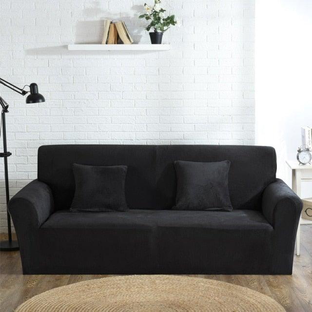 High Quality Velvet Plush Sofa Cover for Living Room Sectional Couch Cover Elastic Case Sofa Slipcover Stretch 1/2/3/4 Seater Velvet Sofa Couch Furniture Protector Soft Anti-Slip High Stretch Stevvex