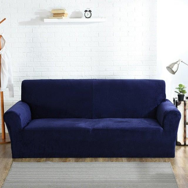 High Quality Velvet Plush Sofa Cover for Living Room Sectional Couch Cover Elastic Case Sofa Slipcover Stretch 1/2/3/4 Seater Velvet Sofa Couch Furniture Protector Soft Anti-Slip High Stretch Stevvex