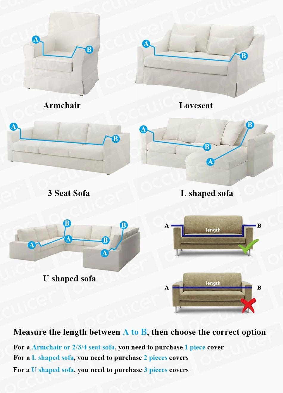 High Quality Velvet Plush Sofa Cover for Living Room Sectional Couch Cover Elastic Case Sofa Slipcover Stretch 1/2/3/4 Seater Velvet Sofa Couch Furniture Protector Soft Anti-Slip High Stretch Stevvex