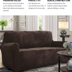 High Quality Velvet Plush Sofa Cover for Living Room Sectional Couch Cover Elastic Case Sofa Slipcover Stretch 1/2/3/4 Seater Velvet Sofa Couch Furniture Protector Soft Anti-Slip High Stretch Stevvex