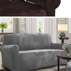 High Quality Velvet Plush Sofa Cover for Living Room Sectional Couch Cover Elastic Case Sofa Slipcover Stretch 1/2/3/4 Seater Velvet Sofa Couch Furniture Protector Soft Anti-Slip High Stretch Stevvex