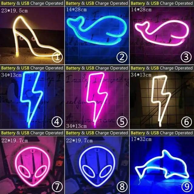 High Quality Wholesale LED Neon Night Light Sign Wall Art Sign Night Lamp Xmas Birthday Gift Wedding Party Wall Hanging Neon Lamp Home Decor Stevvex