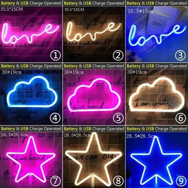High Quality Wholesale LED Neon Night Light Sign Wall Art Sign Night Lamp Xmas Birthday Gift Wedding Party Wall Hanging Neon Lamp Home Decor Stevvex