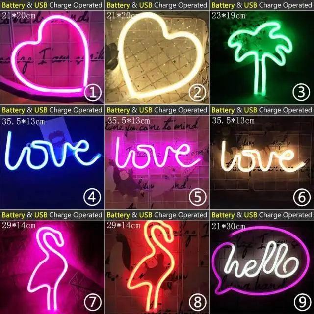 High Quality Wholesale LED Neon Night Light Sign Wall Art Sign Night Lamp Xmas Birthday Gift Wedding Party Wall Hanging Neon Lamp Home Decor Stevvex