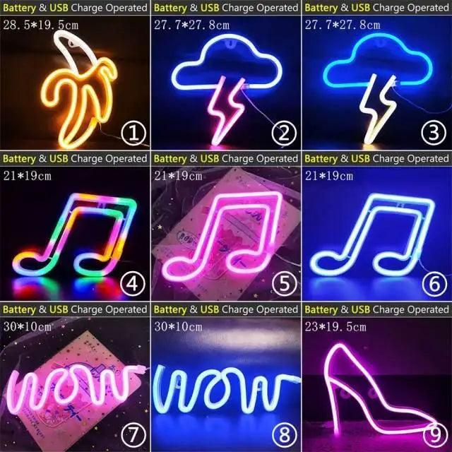 High Quality Wholesale LED Neon Night Light Sign Wall Art Sign Night Lamp Xmas Birthday Gift Wedding Party Wall Hanging Neon Lamp Home Decor Stevvex
