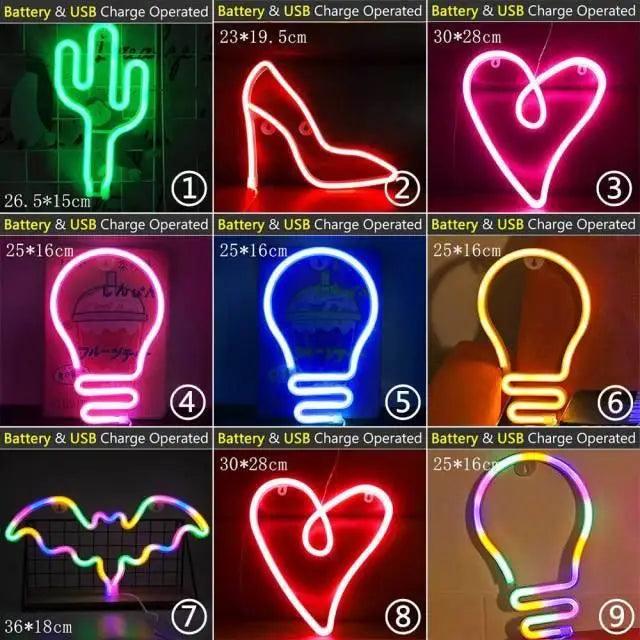 High Quality Wholesale LED Neon Night Light Sign Wall Art Sign Night Lamp Xmas Birthday Gift Wedding Party Wall Hanging Neon Lamp Home Decor Stevvex