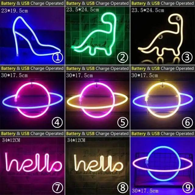 High Quality Wholesale LED Neon Night Light Sign Wall Art Sign Night Lamp Xmas Birthday Gift Wedding Party Wall Hanging Neon Lamp Home Decor Stevvex